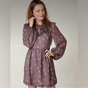 Free People Pink Pleated Sundress with Bishop Sleeves